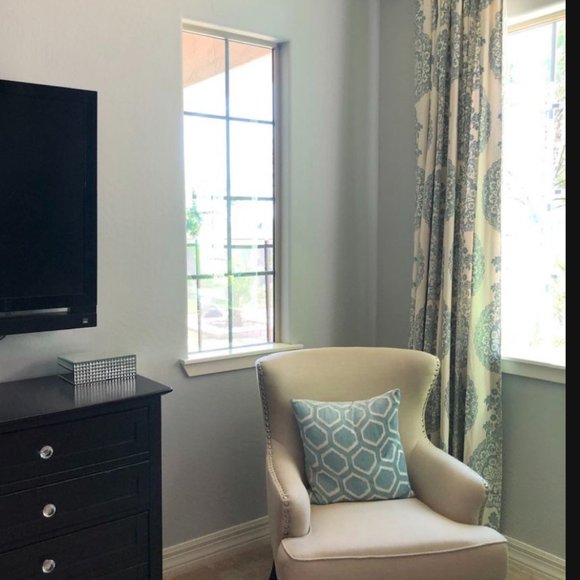 Pottery Barn Drapes Cream and Blue Blackout 50X108in - Picture 1 of 8